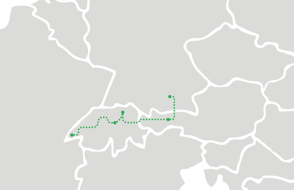 Interrail routekaart Alpen
