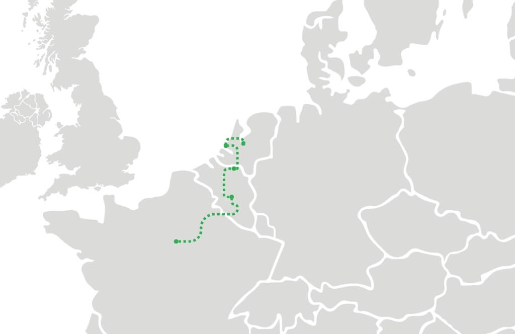 Un itinéraire Interrail au Benelux depuis la France