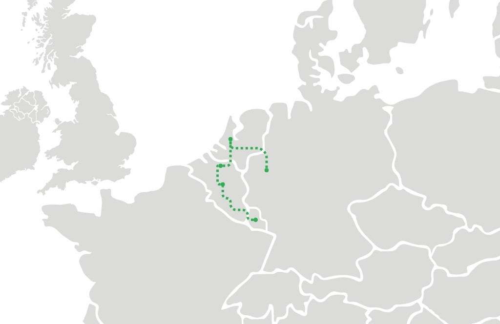 Interrail routekaart Benelux