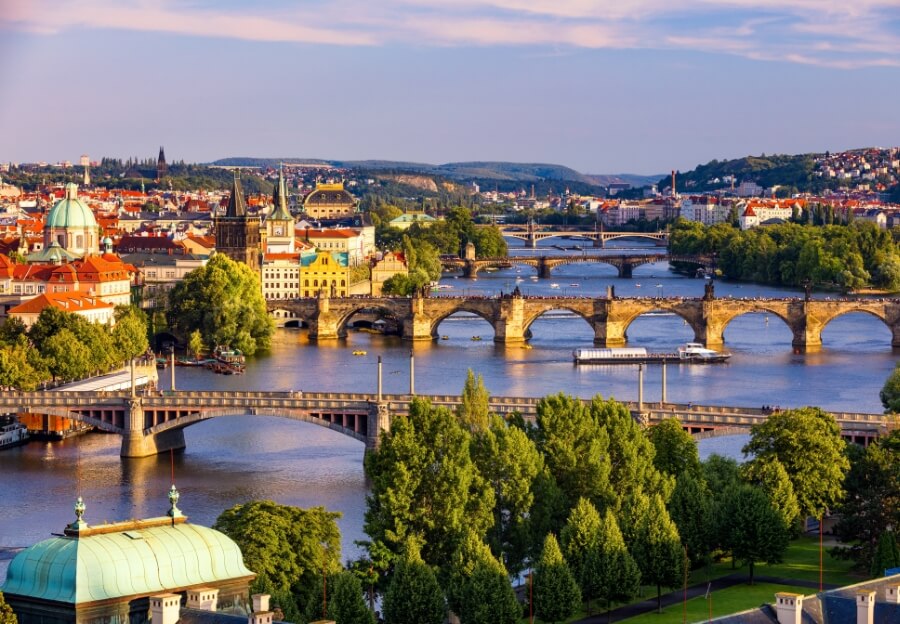 Aussicht über Prag im März