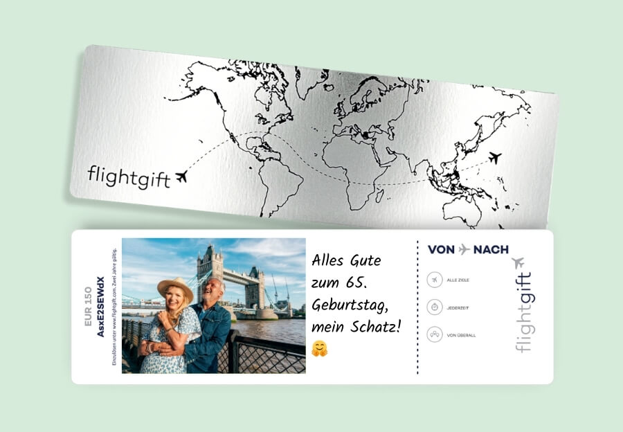 Ein Fluggutschein als Geschenk zum 65. Geburtstag für Männer